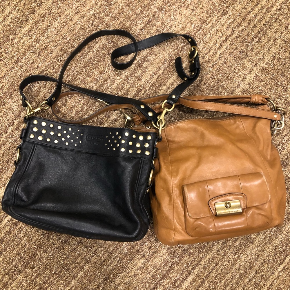 Lot of 2 Coach Leather Bags - Black and Tan